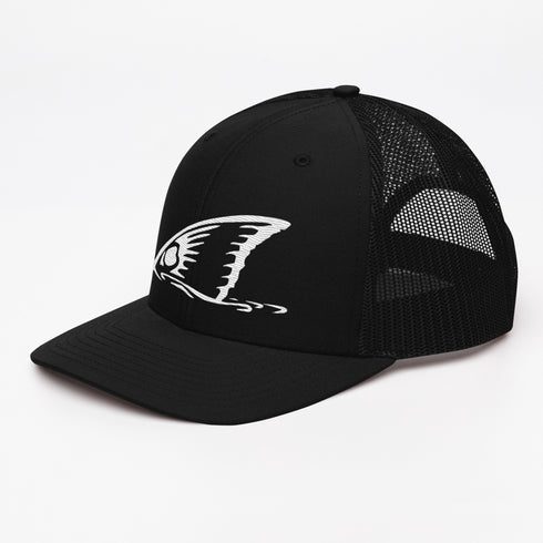 White Redfish Tail Embroidered Trucker Cap for Outdoor Style - Adjustable Comfort and Classic Fit